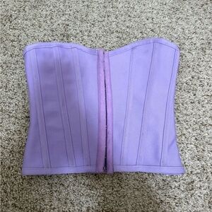 PrettyLittleThing Pastel Purple Strapless Corset Top